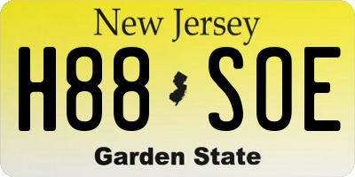NJ license plate H88SOE