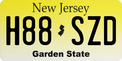 NJ license plate H88SZD