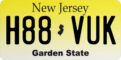 NJ license plate H88VUK