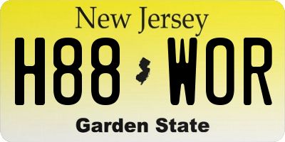 NJ license plate H88WOR