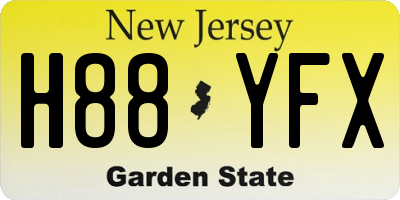 NJ license plate H88YFX