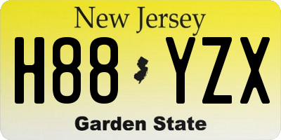 NJ license plate H88YZX