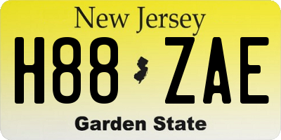 NJ license plate H88ZAE
