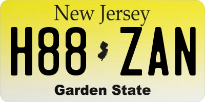 NJ license plate H88ZAN