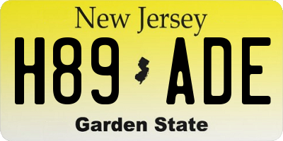 NJ license plate H89ADE