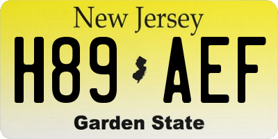 NJ license plate H89AEF