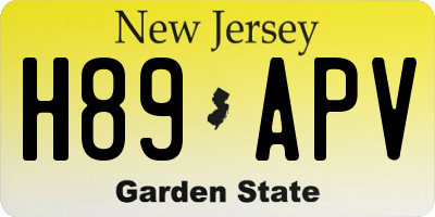 NJ license plate H89APV