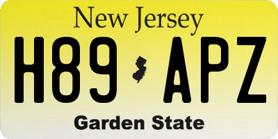 NJ license plate H89APZ
