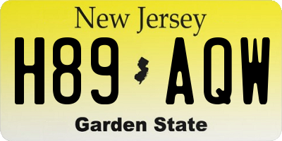 NJ license plate H89AQW