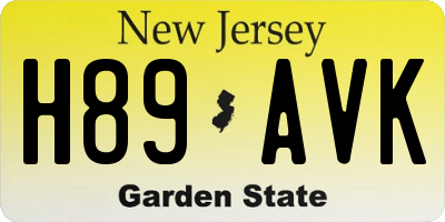 NJ license plate H89AVK