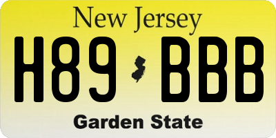 NJ license plate H89BBB
