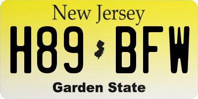 NJ license plate H89BFW