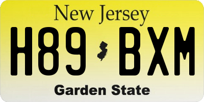 NJ license plate H89BXM