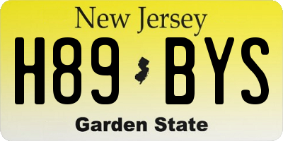 NJ license plate H89BYS