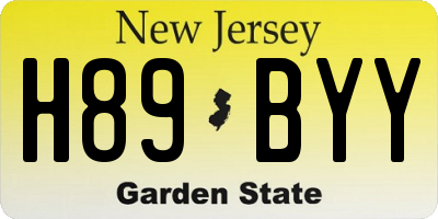 NJ license plate H89BYY