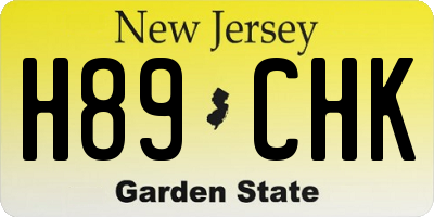 NJ license plate H89CHK