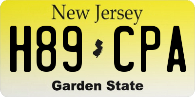 NJ license plate H89CPA