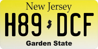 NJ license plate H89DCF