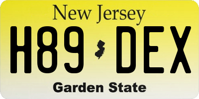 NJ license plate H89DEX
