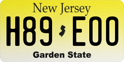 NJ license plate H89EOO