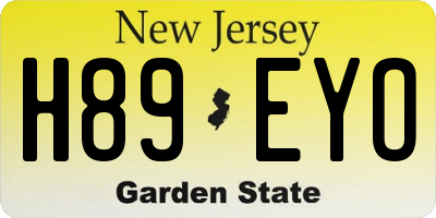 NJ license plate H89EYO