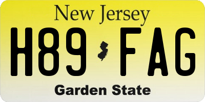 NJ license plate H89FAG