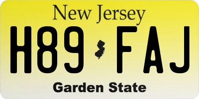 NJ license plate H89FAJ