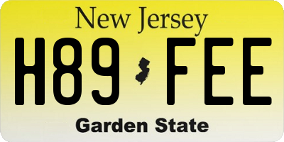NJ license plate H89FEE
