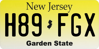 NJ license plate H89FGX