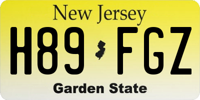 NJ license plate H89FGZ