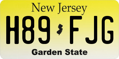 NJ license plate H89FJG