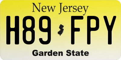 NJ license plate H89FPY