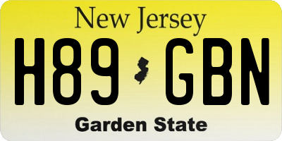 NJ license plate H89GBN