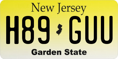 NJ license plate H89GUU