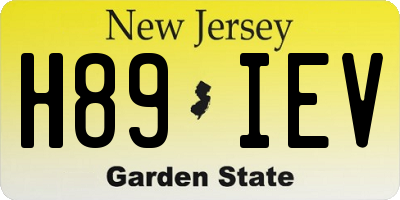 NJ license plate H89IEV