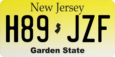 NJ license plate H89JZF