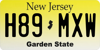 NJ license plate H89MXW