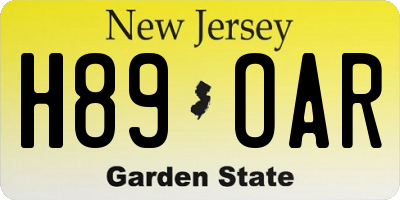 NJ license plate H89OAR