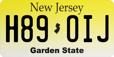 NJ license plate H89OIJ