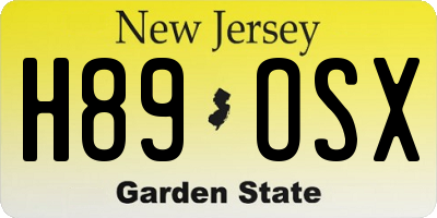 NJ license plate H89OSX