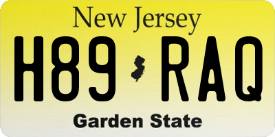 NJ license plate H89RAQ