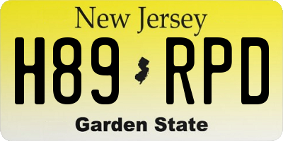 NJ license plate H89RPD