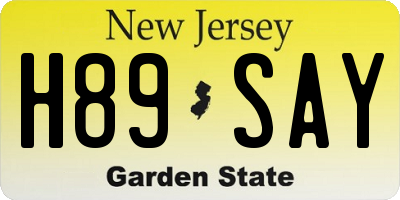 NJ license plate H89SAY