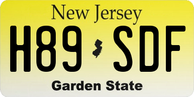 NJ license plate H89SDF