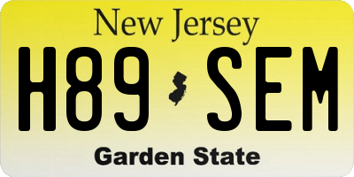 NJ license plate H89SEM
