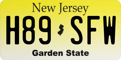 NJ license plate H89SFW
