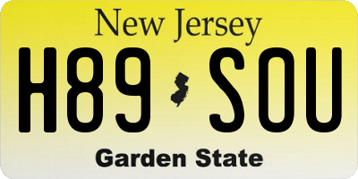 NJ license plate H89SOU