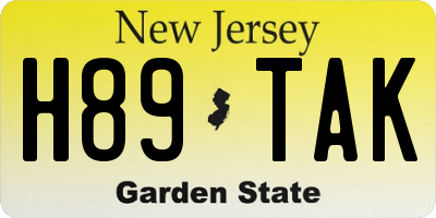 NJ license plate H89TAK