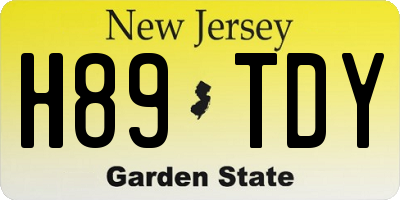 NJ license plate H89TDY