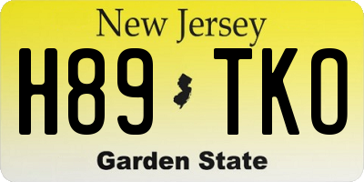 NJ license plate H89TKO